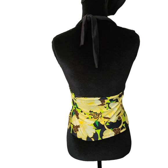 Skye Yellow Floral Plunging Tankini Set With Hipster Black Bikini Bottoms SP - Picture 3 of 9